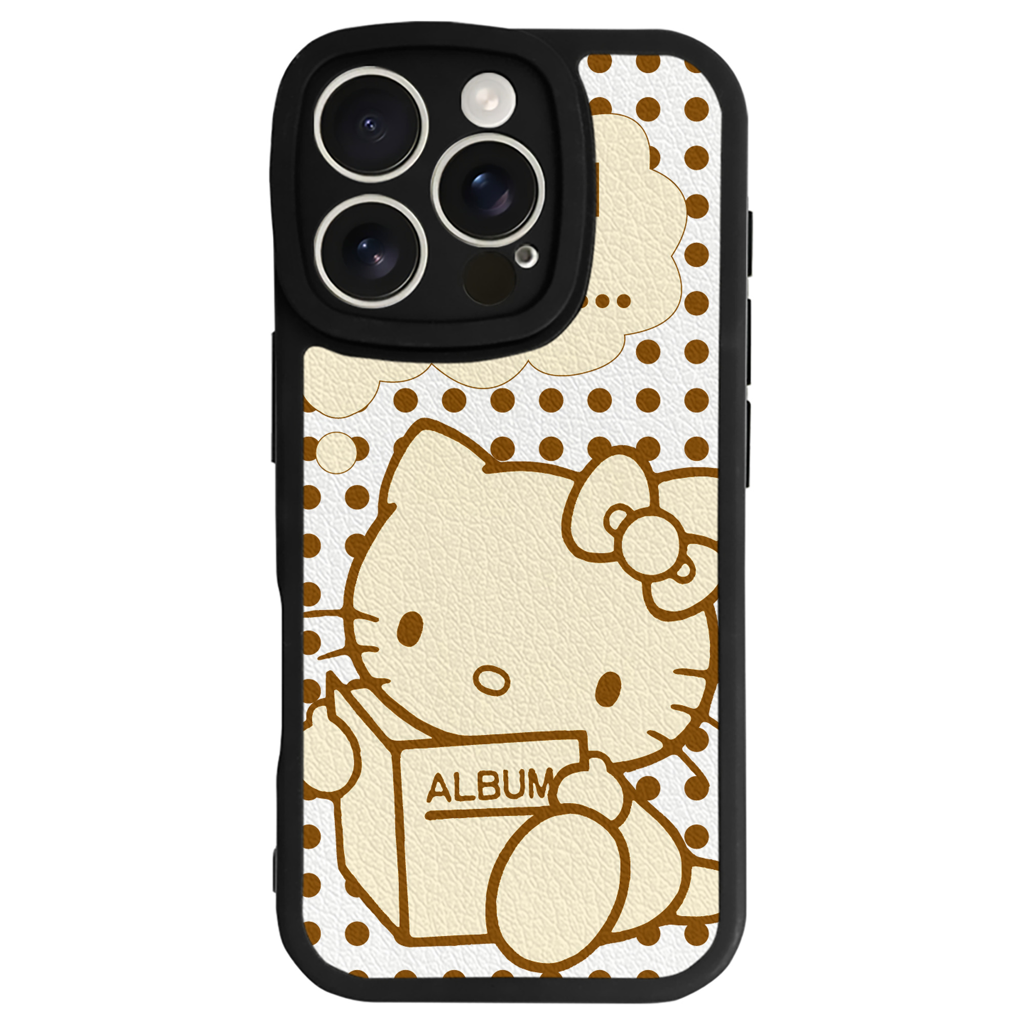 （画像用） Hello Kitty ハローキティ 【iPhone 16シリーズ対応】シリコンスマホケース（レザー調） 材質：シリコン